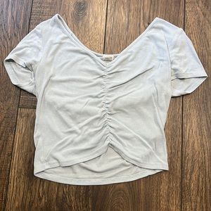light blue crop top